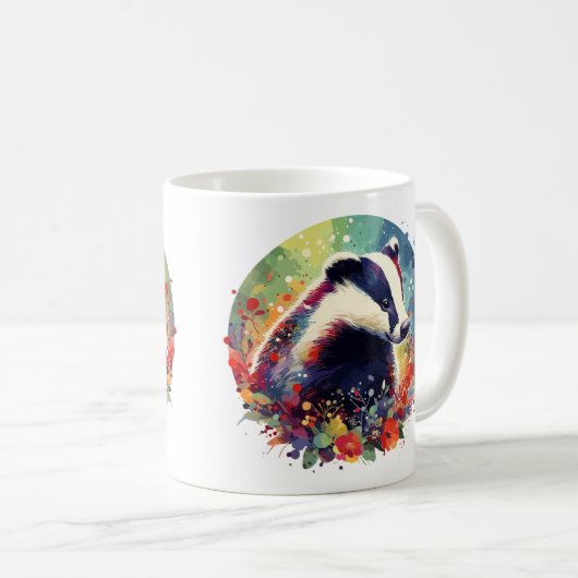 Badger und Wildblume Kaffeetasse (VorderseiteRechts)