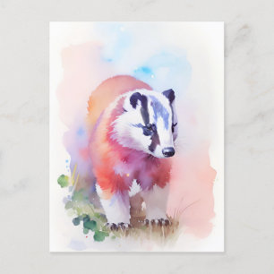 Badger Wasserfarbe Portrait 1 Postkarte