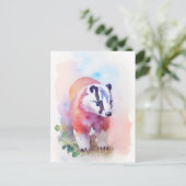 Badger Wasserfarbe Portrait 1 Postkarte (Stehend Vorderseite)