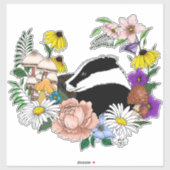 Badger Wild Blume Mushrooms Green Aufkleber (Blatt)