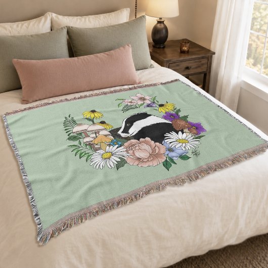 Badger Wild Blume Mushrooms Green Decke