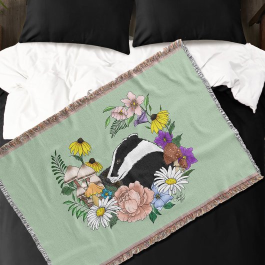 Badger Wild Blume Mushrooms Green Decke