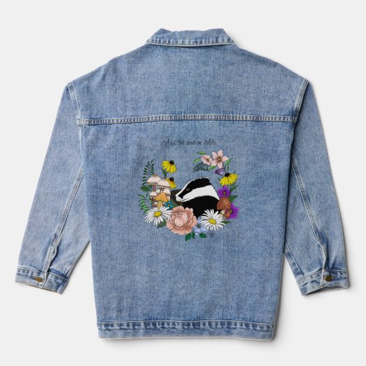 Badger Wild Blume Mushrooms Green Jeansjacke (Rückseite)