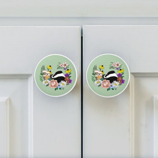 Badger Wild Blume Mushrooms Green Keramikknauf