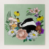 Badger Wild Blume Mushrooms Green Puzzle (Vertikal)