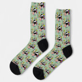 Badger Wild Blume Mushrooms Green Socken (Linkes Detail)