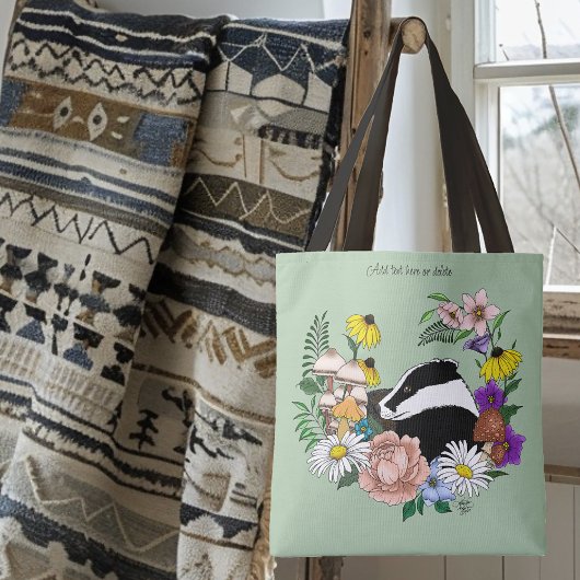 Badger Wild Blume Mushrooms Green Tasche