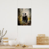 Badger Woodland Animal Art Print Poster (Küche)