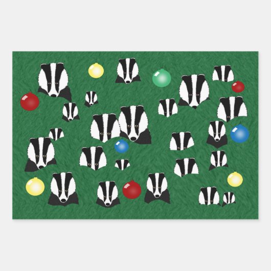 Badgers Holiday Wrapping Paper Sheets Geschenkpapier Set (Vorderseite)