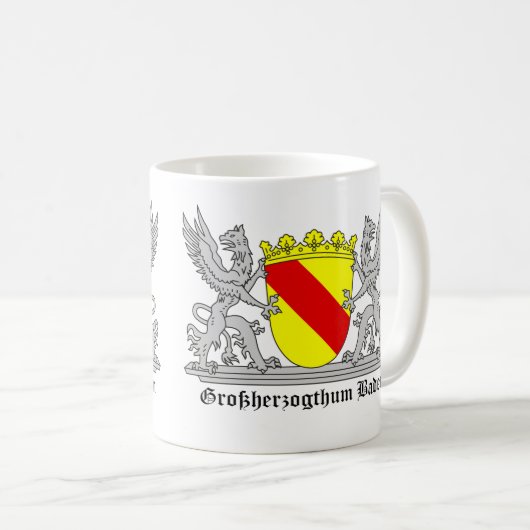 Badischer Greif mi Schrift Großherzogtum Baden Kaffeetasse (VorderseiteRechts)