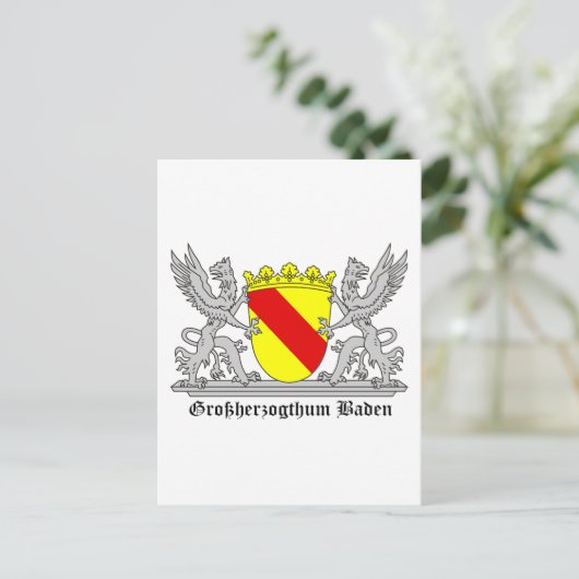 Badischer Greif mit Schrift Großherzogtum Baden Postkarte (Stehend Vorderseite)