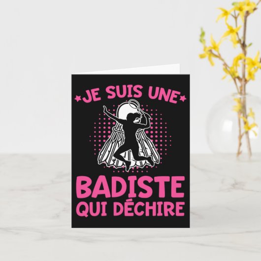 Badiste Spaß I bin ein reißender Badiste Badminton Karte (Gelbe Blume)