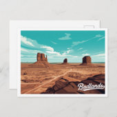 Badlands Monument Valley Vintage Art Postkarte (Vorne/Hinten)