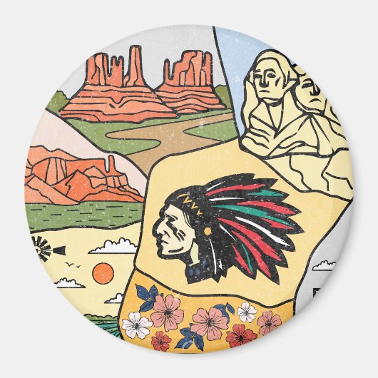 Badlands Mt Rushmore Black Hills South Dakota Kart Magnet (Vorne)