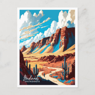 Badlands National Park Artwork Travel Illustration Postkarte