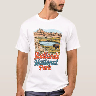 Badlands National Park Buttes Landschaft Bison T-Shirt