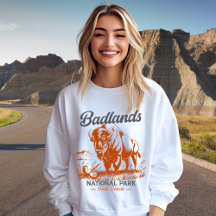 Badlands National Park Retro Bison Artwork Gift 