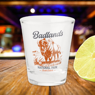 Badlands National Park Retro Bison Design Schnapsglas