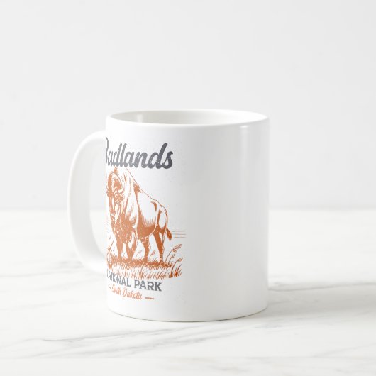 Badlands National Park Retro Bison  Kaffeetasse (Vorderseite Links)