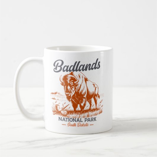Badlands National Park Retro Bison Kaffeetasse (Links)