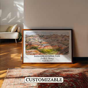 Badlands National Park South Dakota, Aquarell Poster