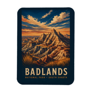 Badlands National Park South Dakota Holzschnitt Magnet