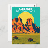 Badlands National Park South Dakota USA Buffalo Postkarte (Vorne/Hinten)