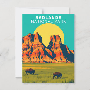 Badlands National Park South Dakota USA Buffalo Postkarte