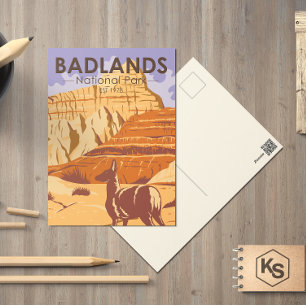 Badlands National Park South Dakota Vintage Postkarte