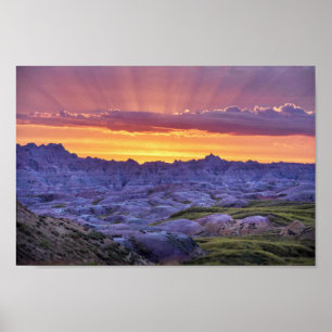 Badlands National Park Sunset, South Dakota Poster