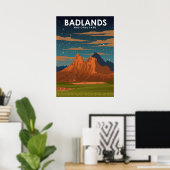 Badlands National Park Vintage Travel Poster (Heimbüro)