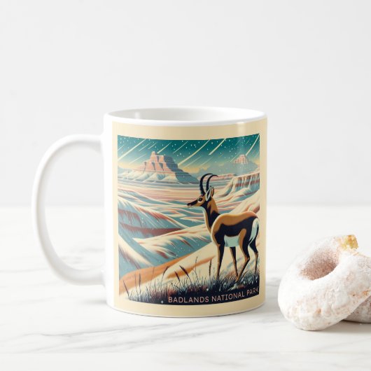 Badlands National Park Winter Souvenir Geschenk Kaffeetasse (Mit Donut)