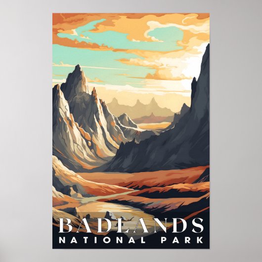 Badlands Nationalpark Abstrakte Naturlandschaft Poster (Vorne)