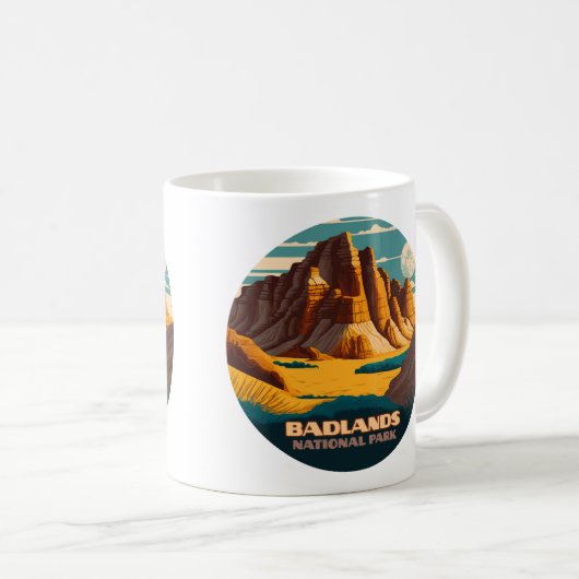 Badlands Nationalpark Berge Retro Kaffeetasse (VorderseiteRechts)