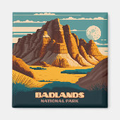 Badlands Nationalpark Berge Retro Magnet (Vorne)