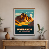 Badlands Nationalpark Berge Retro Poster