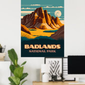 Badlands Nationalpark Berge Retro Poster (Heimbüro)