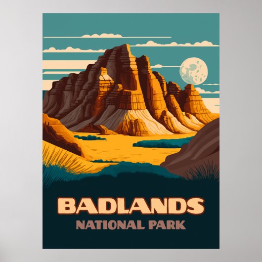 Badlands Nationalpark Berge Retro Poster (Vorne)