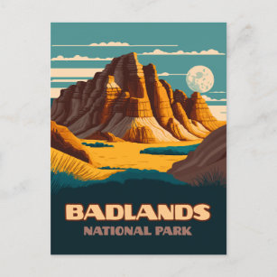 Badlands Nationalpark Berge Retro Postkarte