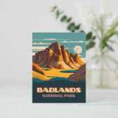 Badlands Nationalpark Berge Retro Postkarte (Stehend Vorderseite)
