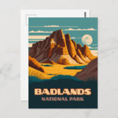 Badlands Nationalpark Berge Retro Postkarte (Vorne/Hinten)
