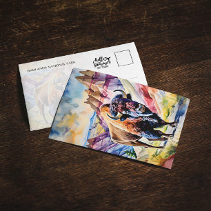 Badlands Nationalpark Bison Watercolor Postkarte