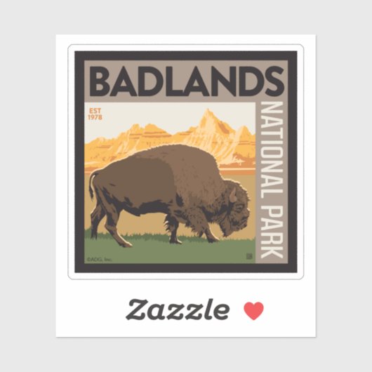 Badlands-Nationalpark | Buffalo Aufkleber (Blatt)