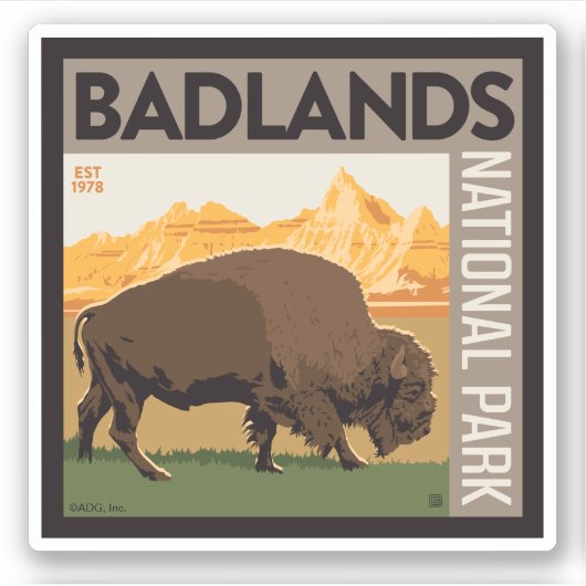 Badlands-Nationalpark | Buffalo Aufkleber (Vorderseite)
