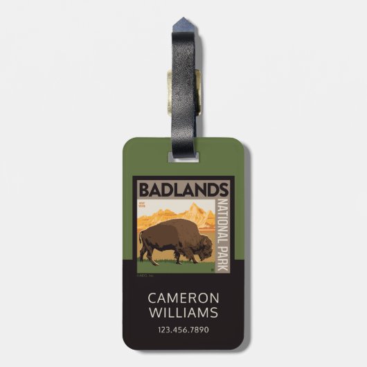 Badlands-Nationalpark | Buffalo Gepäckanhänger (Rückseite vertikal)