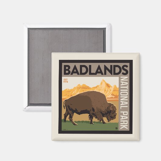 Badlands-Nationalpark | Buffalo Magnet (Vorderseite/Rückseite)
