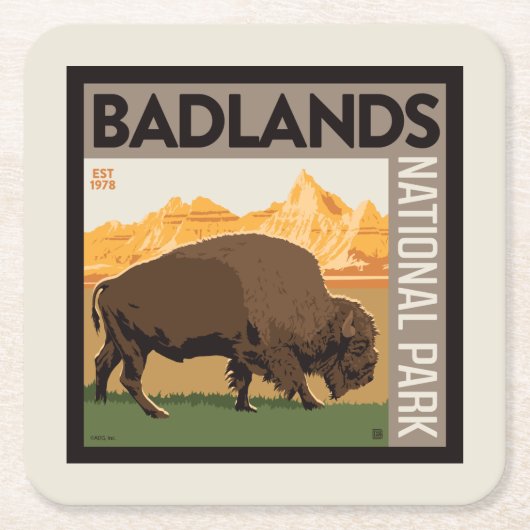Badlands-Nationalpark | Buffalo Rechteckiger Pappuntersetzer (Vorderseite)