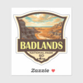 Badlands Nationalpark Illustration Retro Aufkleber (Blatt)
