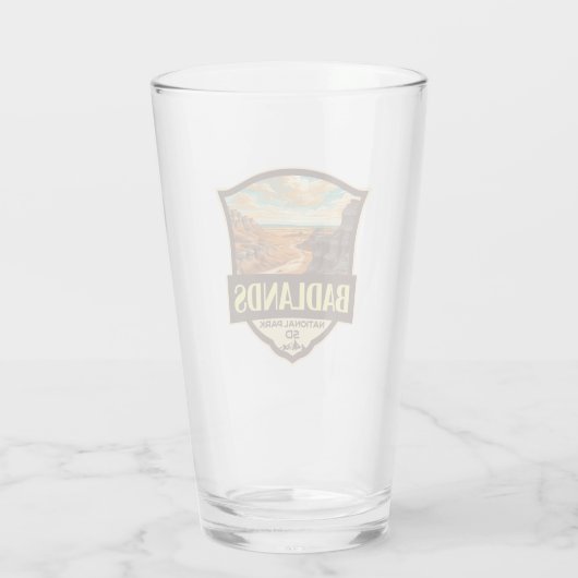 Badlands Nationalpark Illustration Retro Glas (Rückseite)