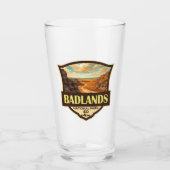 Badlands Nationalpark Illustration Retro Glas (Vorderseite)
